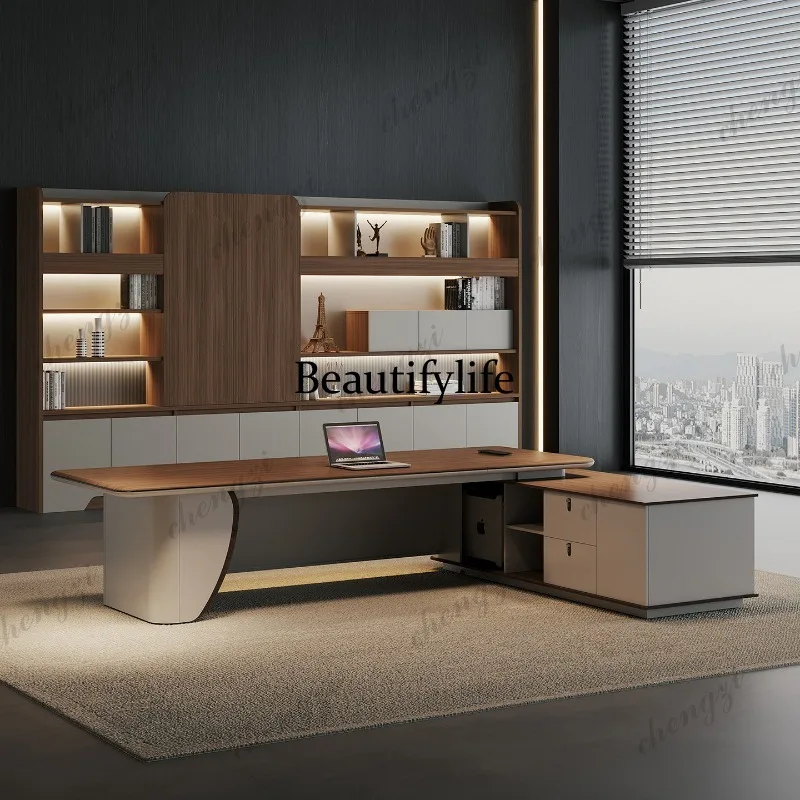 Boss desk simple modern light luxury high sense chairperson general manager office large desk desk