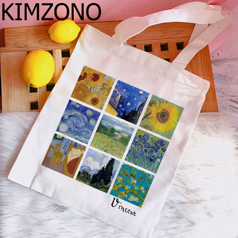 

Van Gogh shopping bag bolsas de tela tote shopper handbag grocery bolsa bag boodschappentas ecobag fabric custom