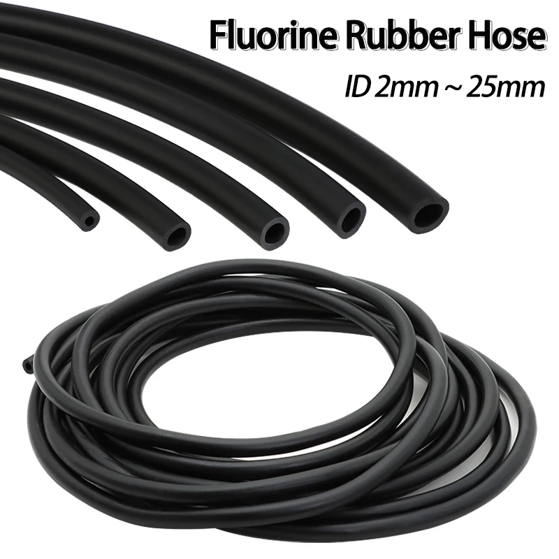 1/2/5m Black Fluorine Rubber Tubing Diameter 2mm~25mm FKM Viton Oil Hose Acid alkali High Temperature Corrosion Resistance Tubin