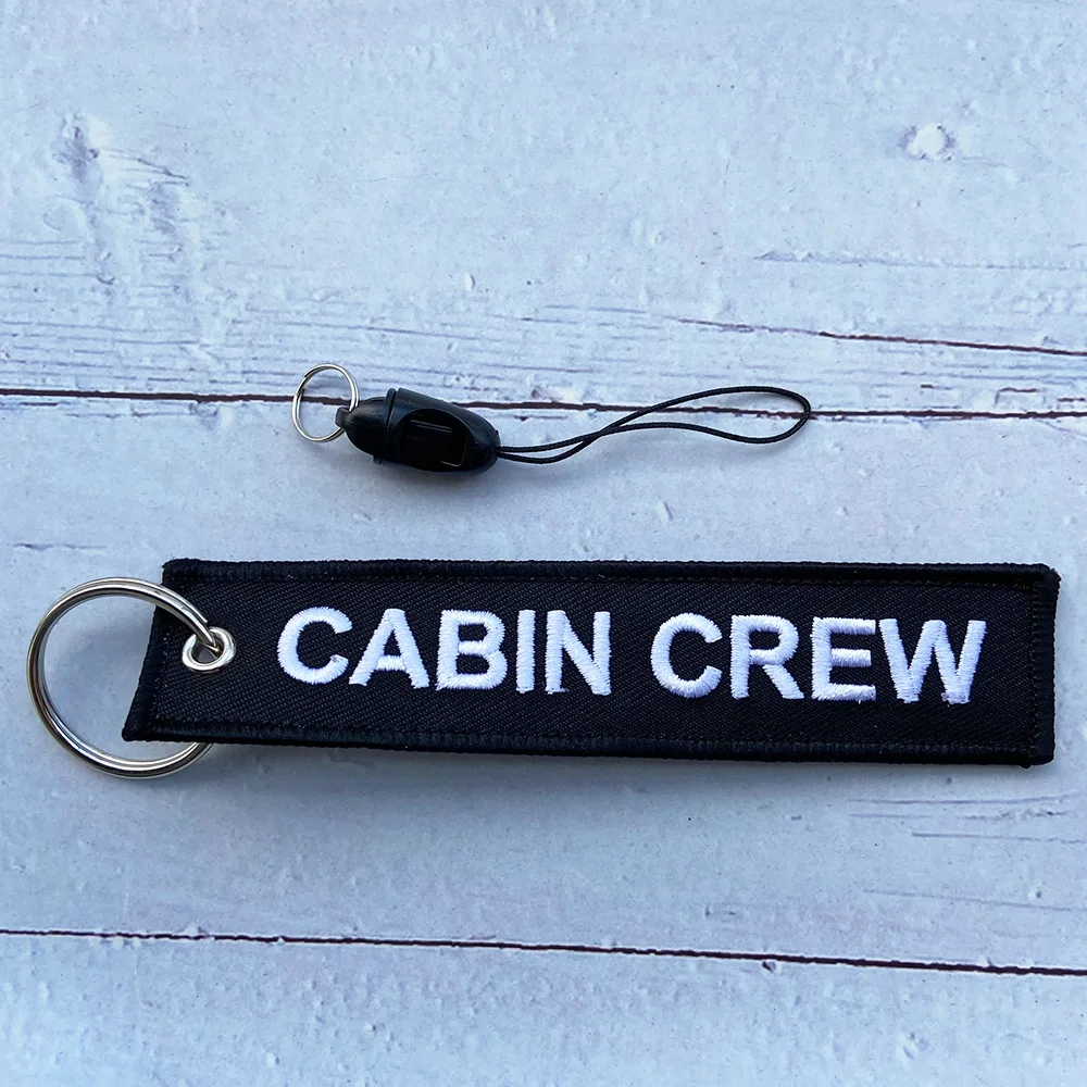 1 Set Side A CABIN CREW Side B Plane Bracelet Phone Strap Embroidery Keys ID Card Gym Straps USB Badge Holder for Aviator