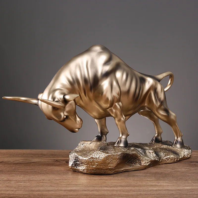 Resin Animal Statues for Desktop Decoration, Bull Statue, Collectable Crafts, Gift for Living Room, Ornament for Desktop