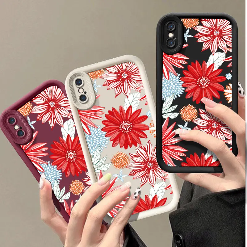 Flower Fasion Phone Case for iPhone 6 6S 7 8 PLUS SE 2020 2022 X XR XS MAX Shockproof Silicone Soft Cover Coque