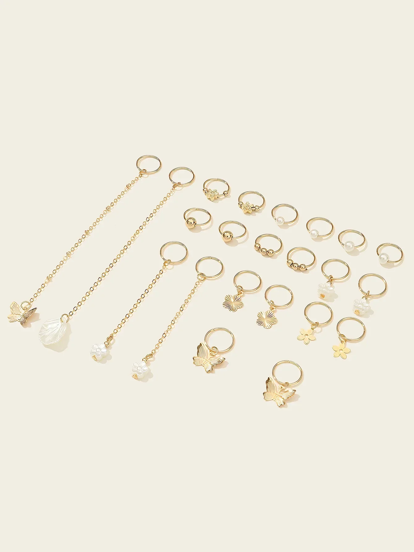 20 ชิ้น Golden ผีเสื้อเครื่องประดับผมสําหรับ Braids ปาล์ม Braids คลิปดอกไม้ Loc Charms & ไข่มุกผม Cuffs/แหวนอุปกรณ์เสริม