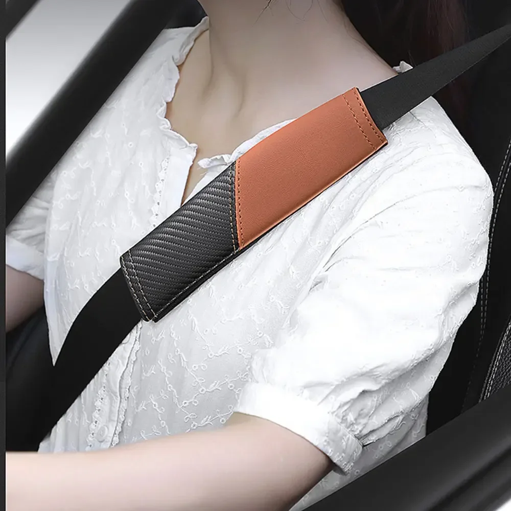 

2Pcs Car Safety Belt Shoulder Pad Carbon Fiber Texture Seat Belt Cover Shoulder Protector Universal Auto Interior Accessories