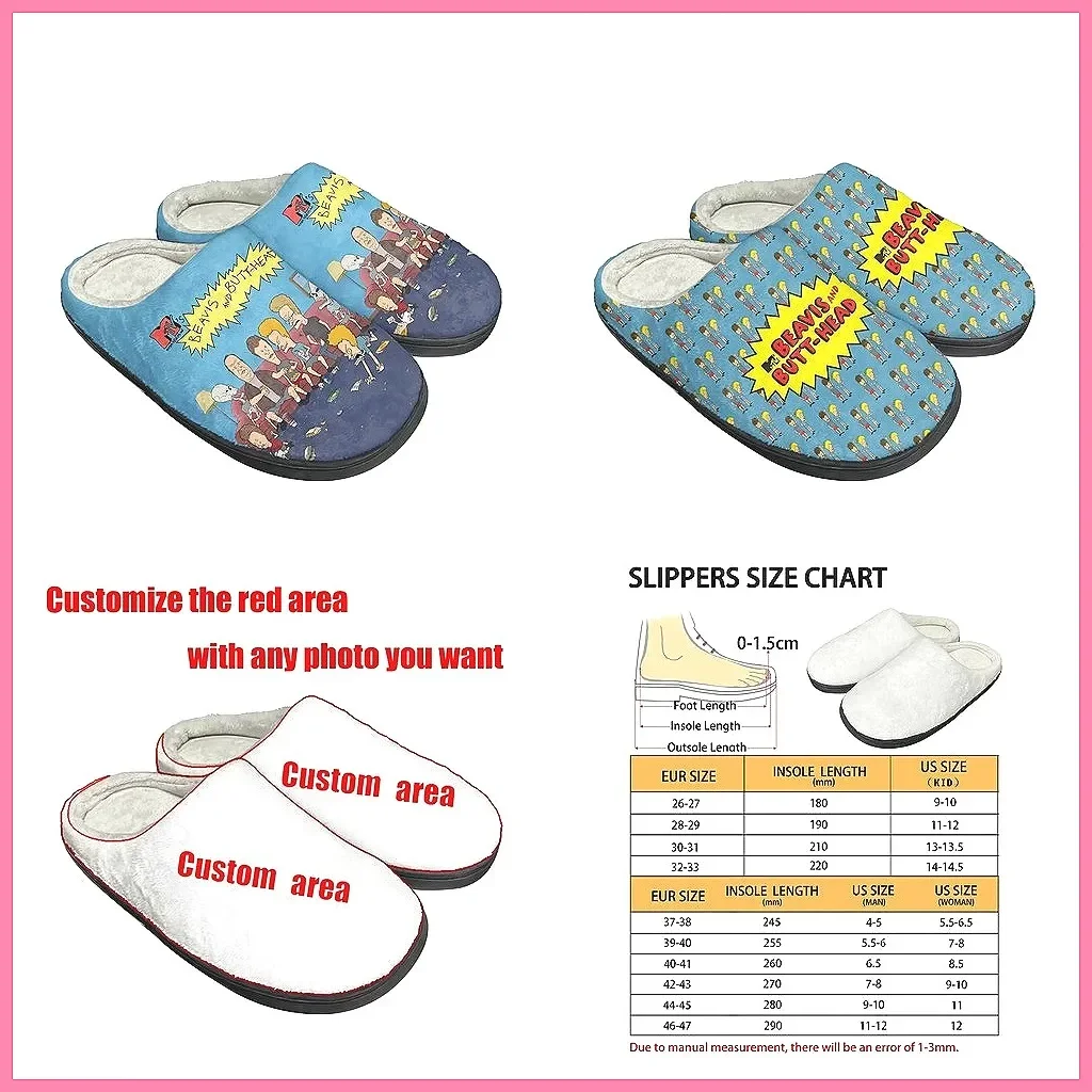 

Butt Head Rock N Roll Plush Slippers for Men & Women, Cozy Indoor Home Shoes, Customizable Gifts