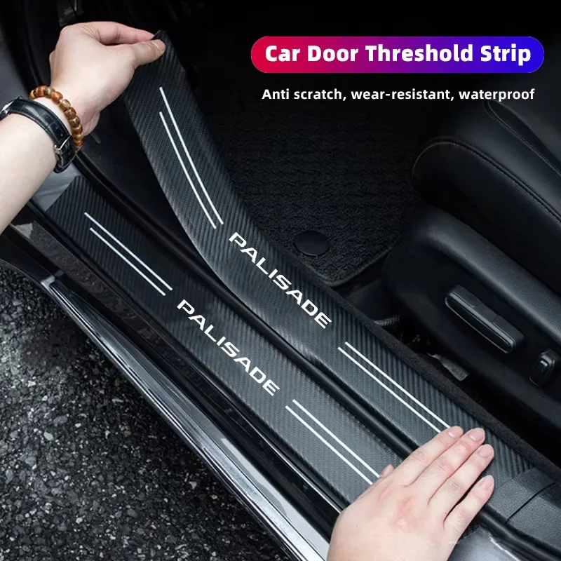 Carbon Fiber Car Sticker for Hyundai palisade Badge 2021 2020 2019 2018 2017 Protective Trunk Bumper Guards Stickers Accessories