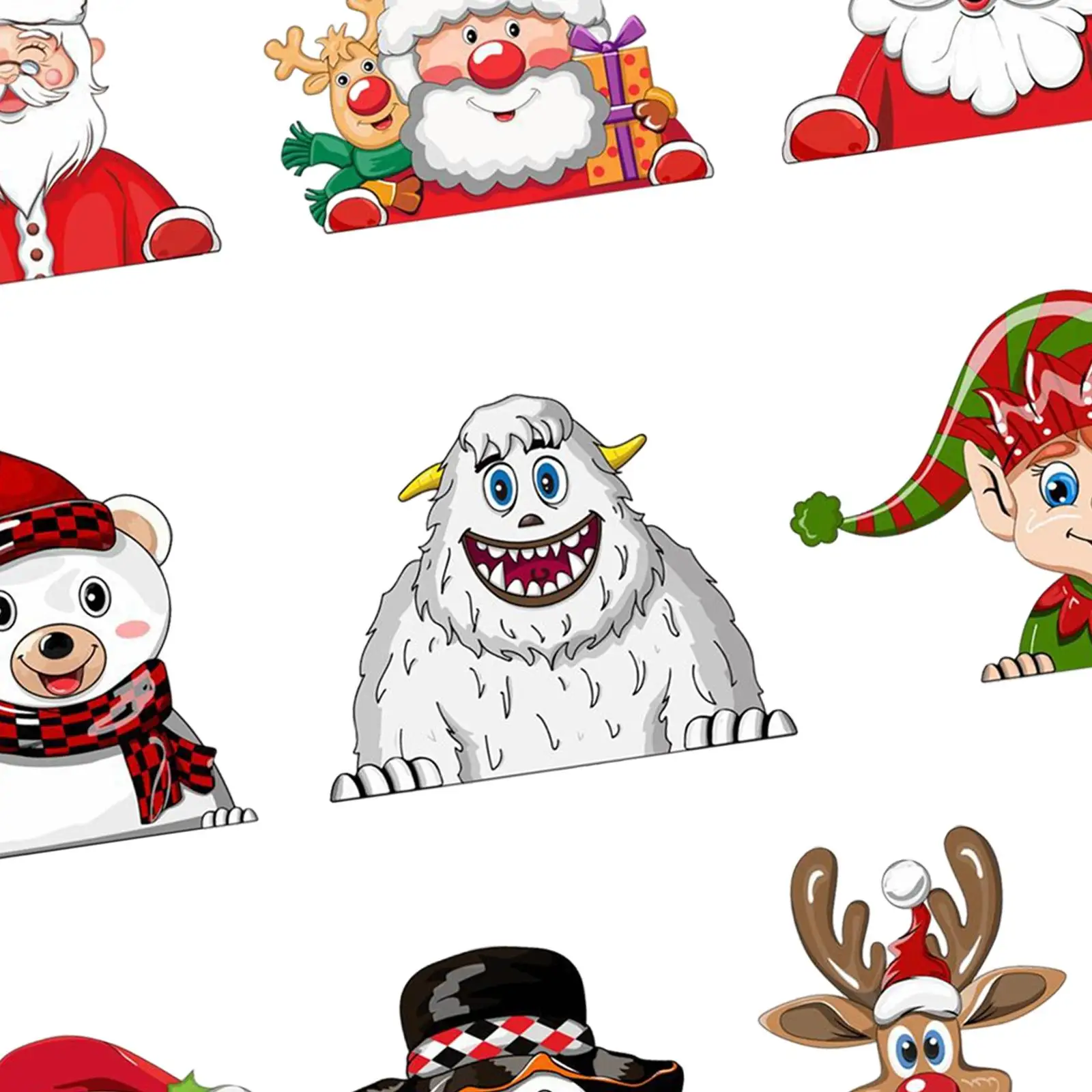 10 Pieces Christmas Car Window Decals Xmas Decor for Suvs Wall Holiday