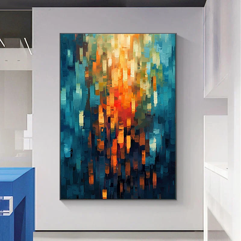 

Scandinavian Abstract Wall Art Colorful Canvas Oil Painting HD Poster Print Texture Hand Painted Home Bedroom Living Room Decor