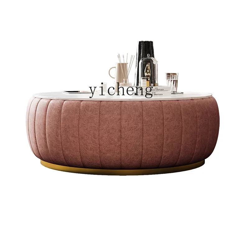 

XL Nordic Light Luxury Pumpkin round Table Creative Combination Living Room round Marble Stone Plate Coffee Table