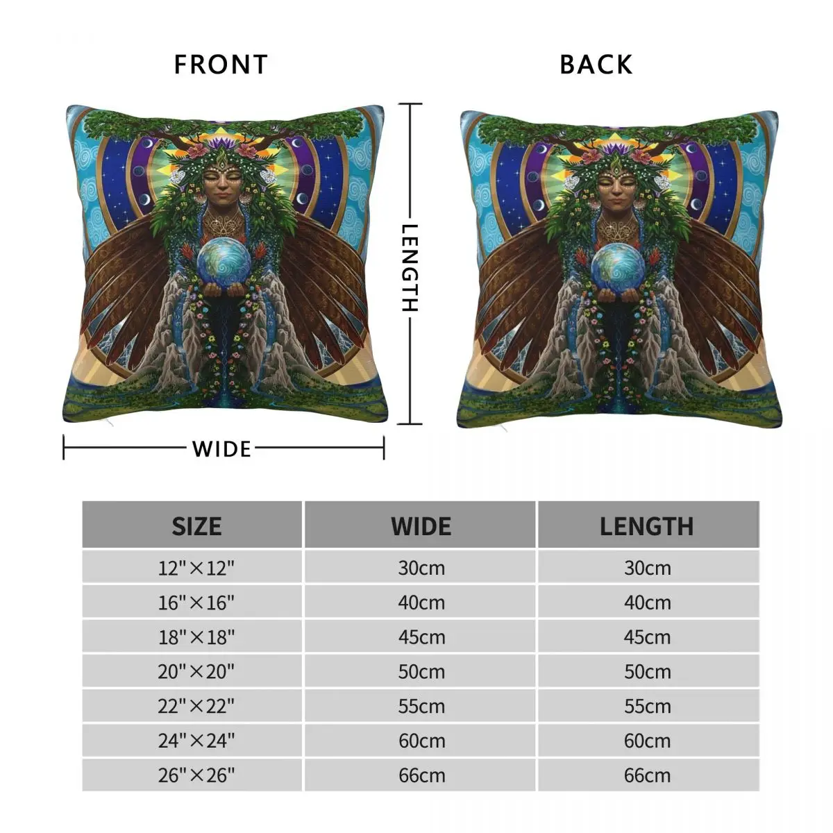Gaia Sacred System Square Pillowcase Pillow Cover Polyester Cushion Decor Comfort Throw Pillow for Home Bedroom