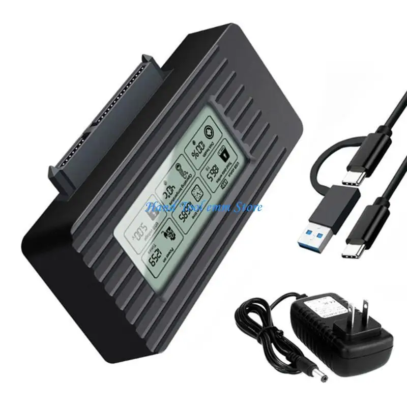 H37F USB3.1 TypeC HDDs Caddy Case Hard Drive Reader for 2.5 3.5 HDDs LED Display