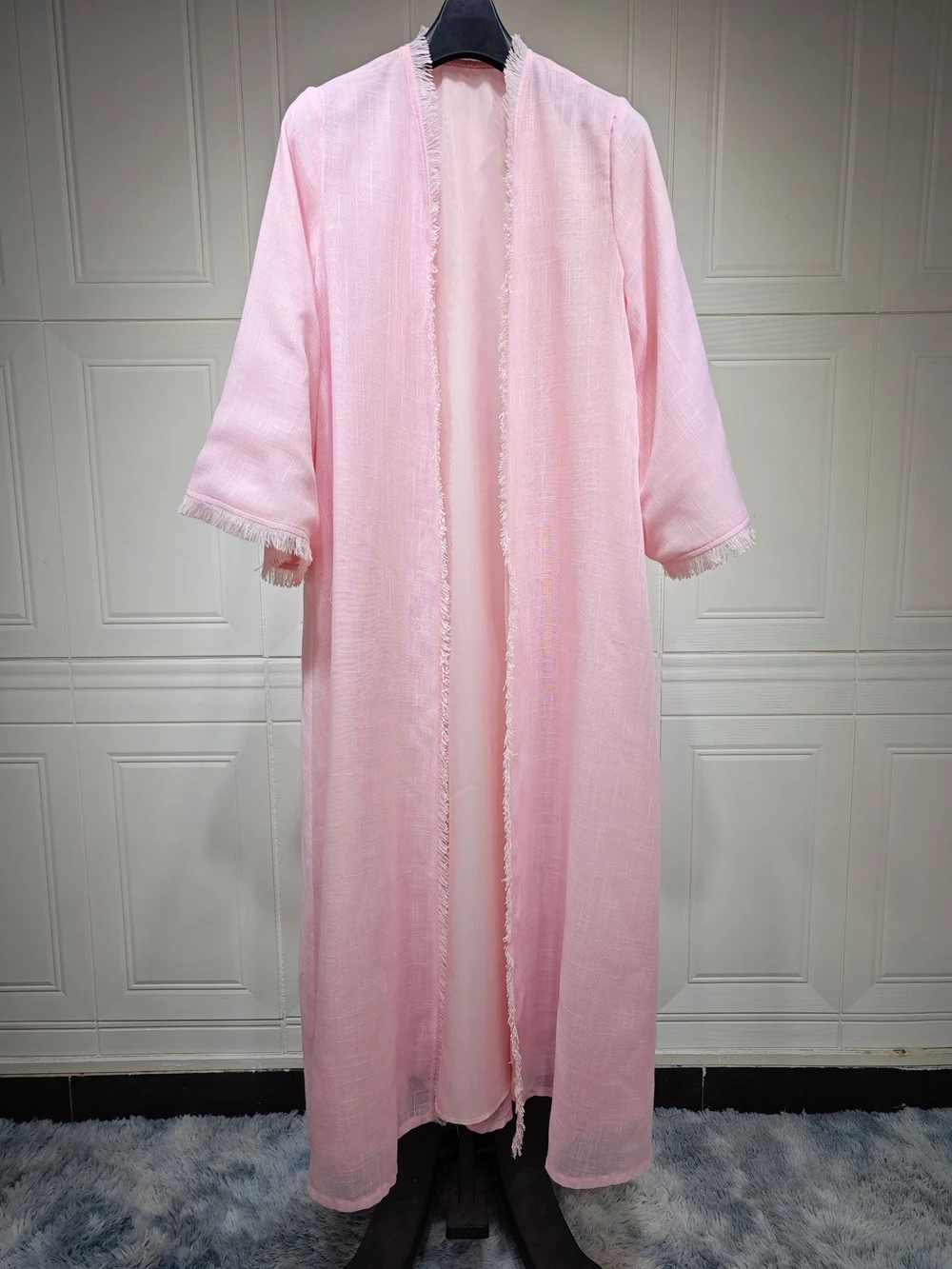 Elegant Chic Pink Saudi Abayas For Women Plain Linen Abaya Caftan Modest Long Sleeve Prayer Muslim Dresses Ladies Turkey Store