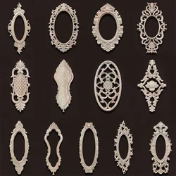 DIY Wood Mirror for The Wall Antique Onlays Mouldings Round Wood Carving Applique Furniture Home Decoration Accessories Decals
