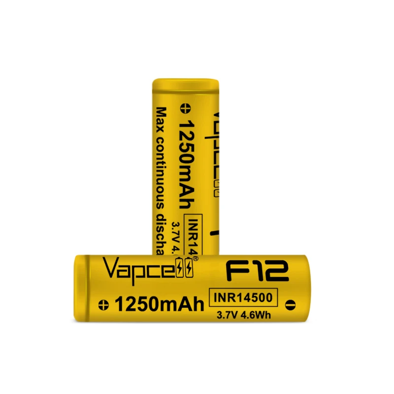 1-10pcs Original Vapcell 14500 Battery F12 1250mah 3A Rechargable Batteries Gold Cell INR14500 Power For Camera Electric Car