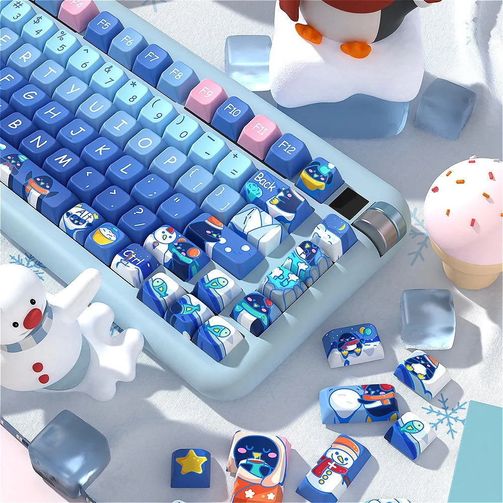 

PBT Keycaps 138/158 Keys MDA Penguin with Winter Theme, Personalized Keycaps for Cherry MX 104/87/61 Mechanical Keyboard