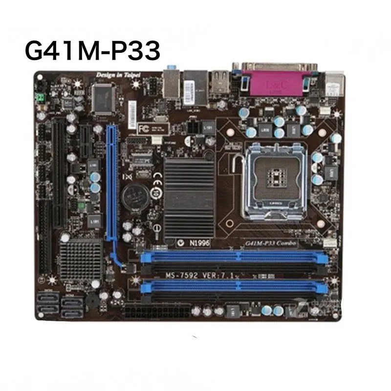 

For MSI G41M-P33 Motherboard LGA 775 DDR3 MS-7592 VER: 7.1 Mainboard 100% Tested OK Fully Work Free Shipping