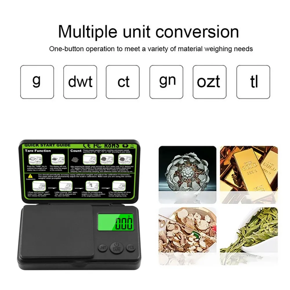 1PCMini electronic digital pocket scale brand new high quality ABS material gold weight scale, portable jewelry pocket scale