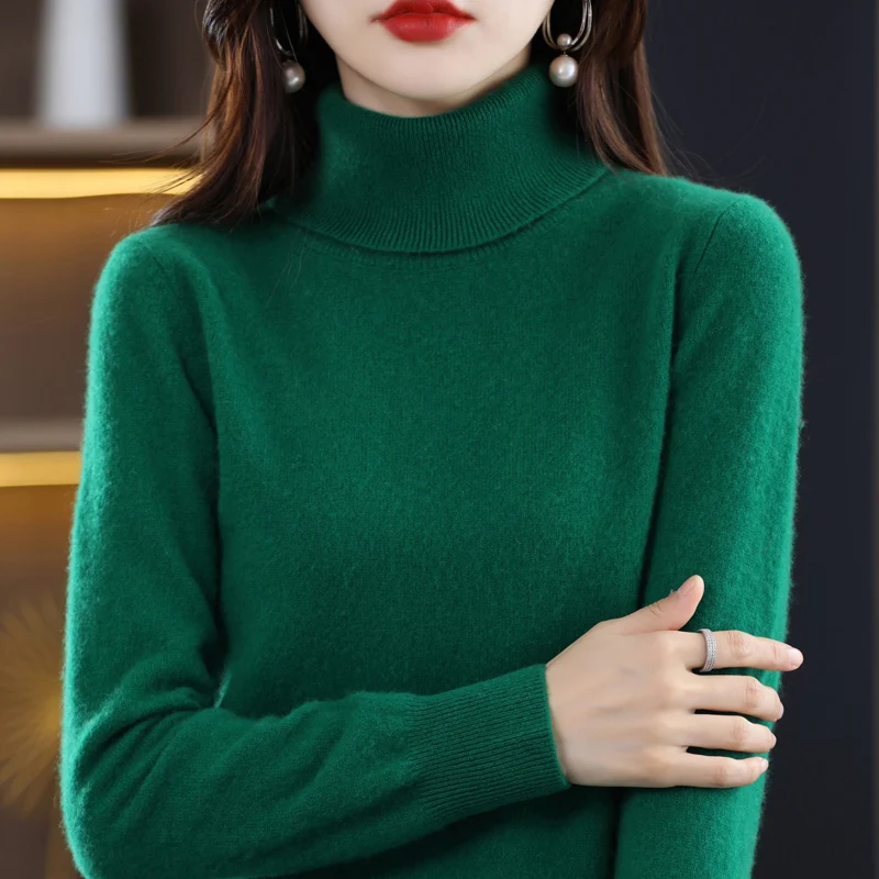 เสื้อสเวตเตอร์ไหมพรมถักสำหรับผู้หญิง แขนยาว สีพื้น ทรงหลวม คุณภาพสูง เนื้อผ้านุ่ม เหมาะสำหรับฤดูใบไม้ร่วงและฤดูหนาว