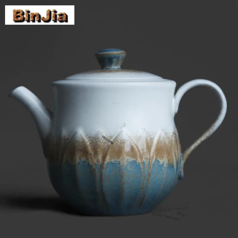 BAEJORIA 200ml Azure Bluish White Lotus Rhyme Teapot Luxury Tea Infuser Pot Tea Making Kettle With Filter Tea Ceremony Gifts