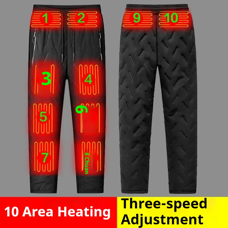 

10 Zones Heating Pants for Men Women Electric Thermal Winter Trousers with Lamb Fleece Lining USB Smart Heating Pant Warm Pants
