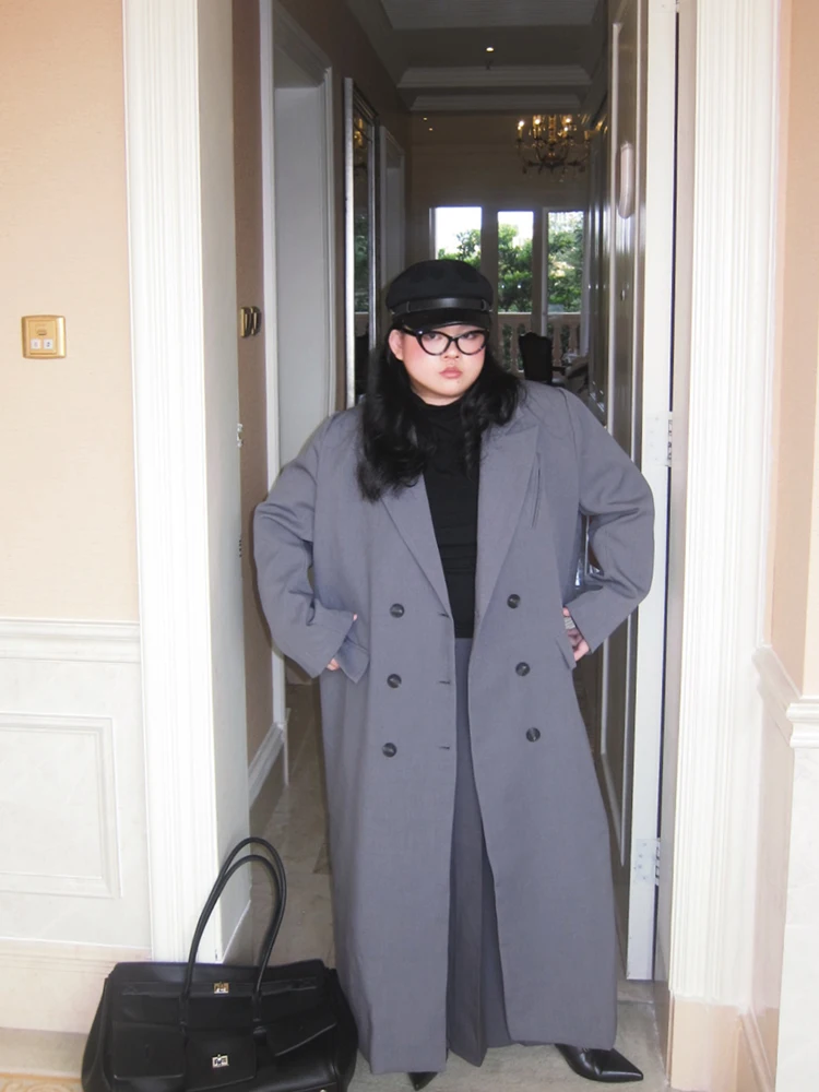 

Пальто Onism Plus большого размера, длинное, приталенное, с прохладной прохладной оттенкой прохладного оттенка, профессионального стиля, осенне-зимняя верхняя одежда для женщин