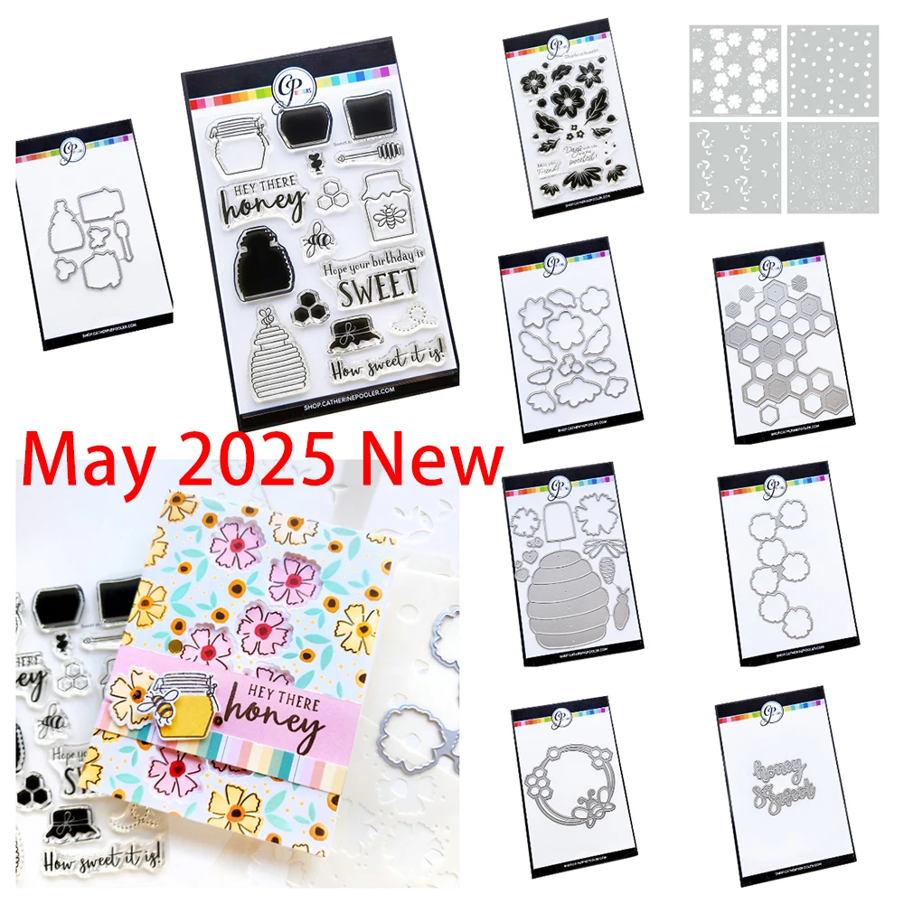 Oh Bee Hive Honey Honeycomb Dies Floral Bear Hugs Sweet Word Die Stamps DIY Scrapbooking Stencil Cut Handmade Embossing 2025 New
