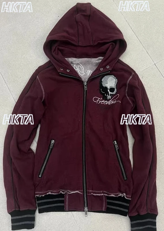 Bluza z kapturem w stylu gotyckim Y2K z haftem, kurtka damska, nowość na jesień i zimę 2025, vintage punk, luźny, casualowy płaszcz damski