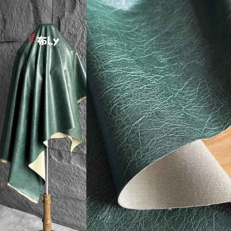 darkgreen-high-qualitynon-stretchymemorypu-leather-fabric-soft-skin-friendly-for-coat-trench-print-designer-clothing-accessories