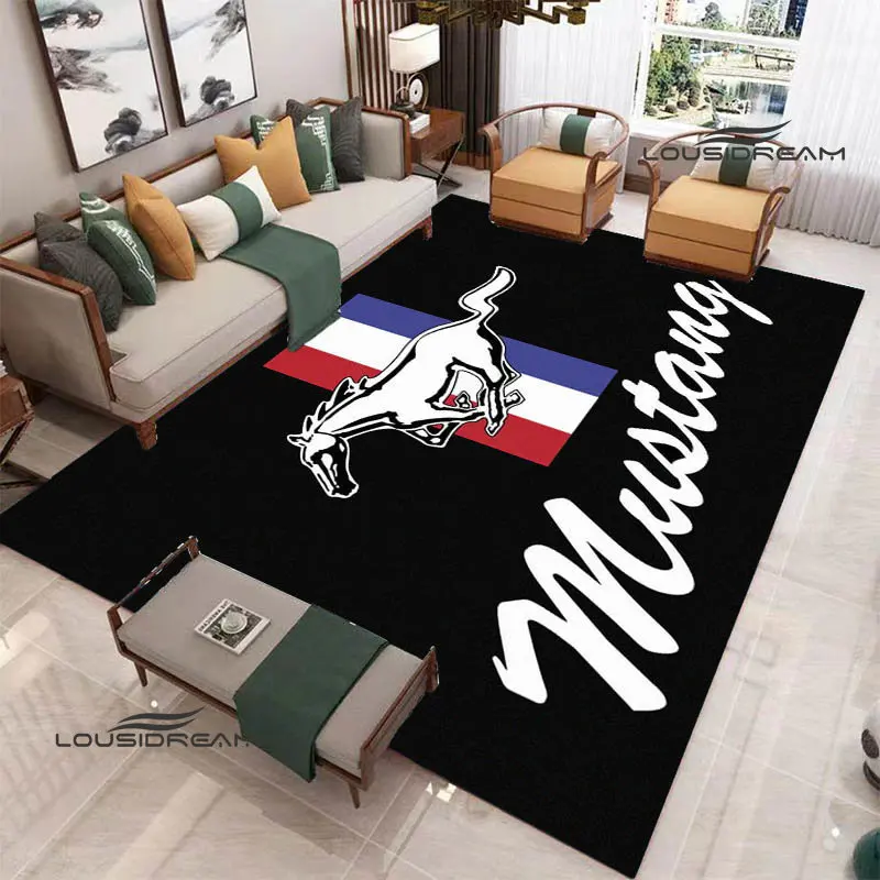 Mustang car logo printed carpet non -slip carpet area rug bedroom decor Outdoor carpet Yoga mats birthday gift