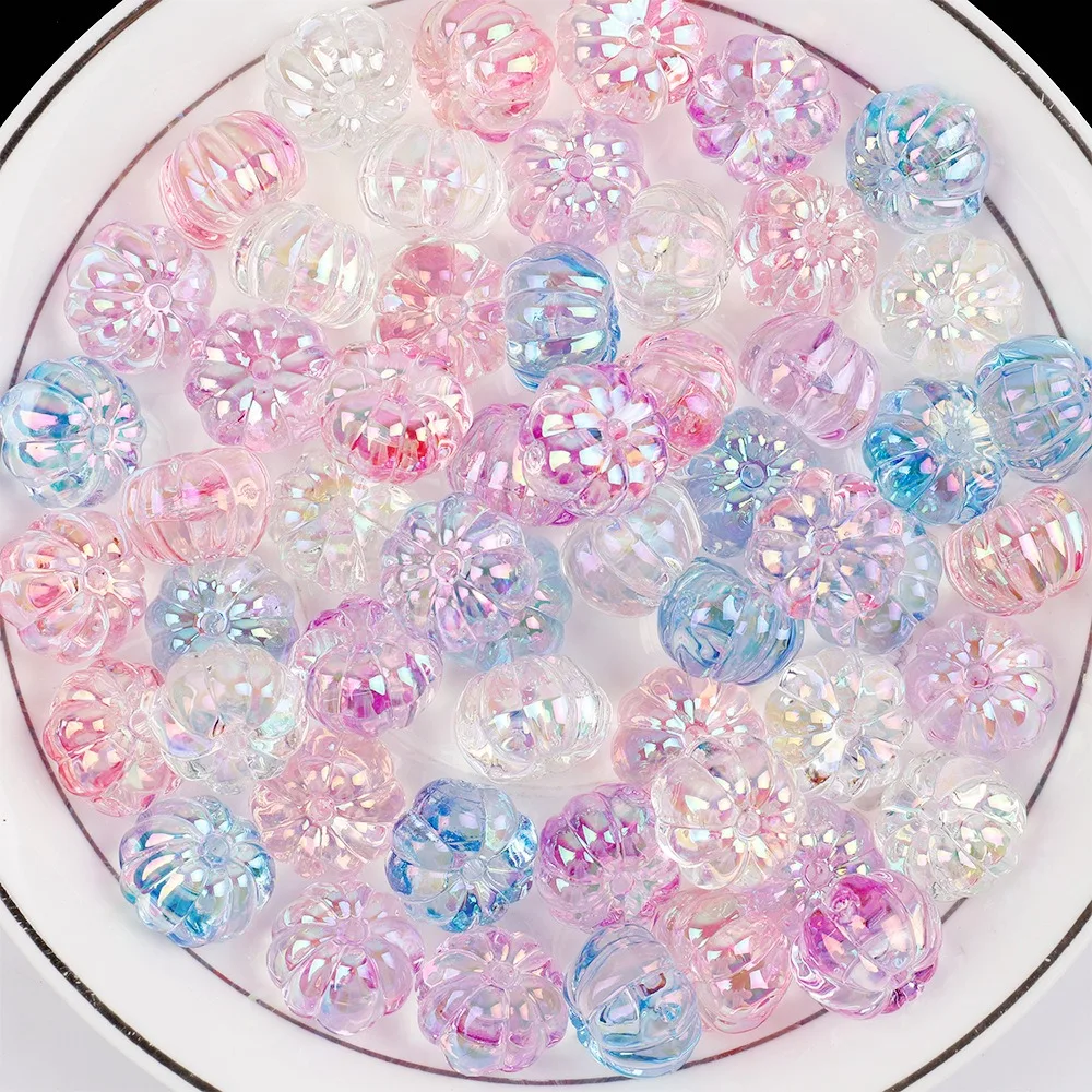 10Pcs DIY Handmade Transparent Beads Fashion 16mm Acrylic Beads Pumpkin Lantern Beads