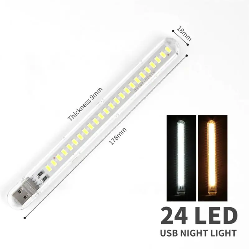 Mini luz LED USB portátil para libros, lámpara de lectura Ultra brillante de 5V de CC, 3LED, 8LED, 24 luces LED para PC, Banco de energía, portátil,