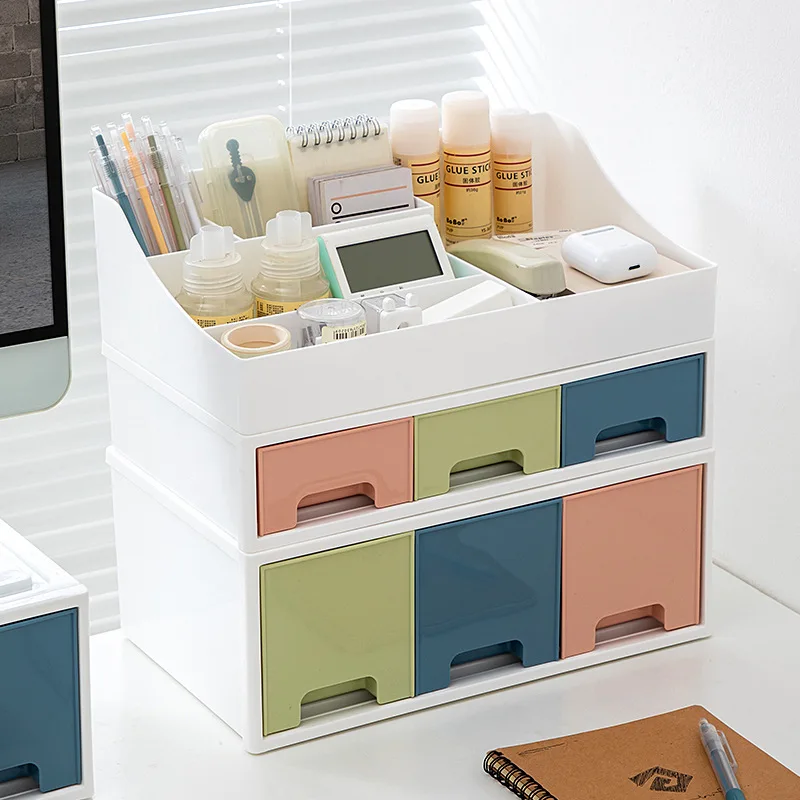 Desktop cosmetics storage box Dressing table compartment sorting box Skin care products facial mask drawer storage box