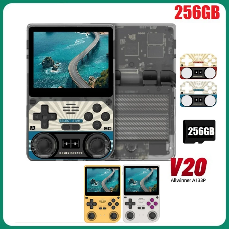 

V20 Handheld Retro Video Game Console 256GB 3.5Inch IPS HD Screen A133P Open Source Linux For GBA SFC NDS Simulators B