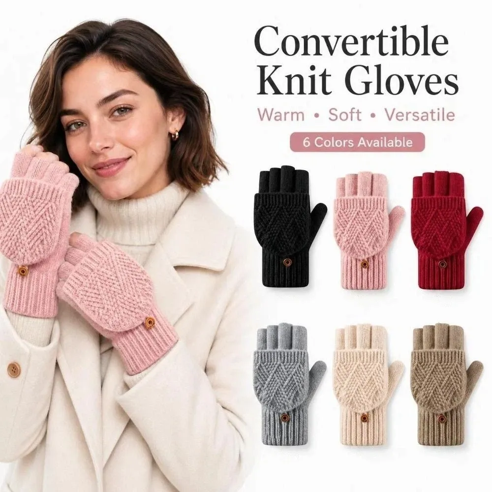 Fashion Thick Winter Knitted Gloves Keep Warm Solid Color Touchscreen Gloves Exposed Finger Mittens Winter