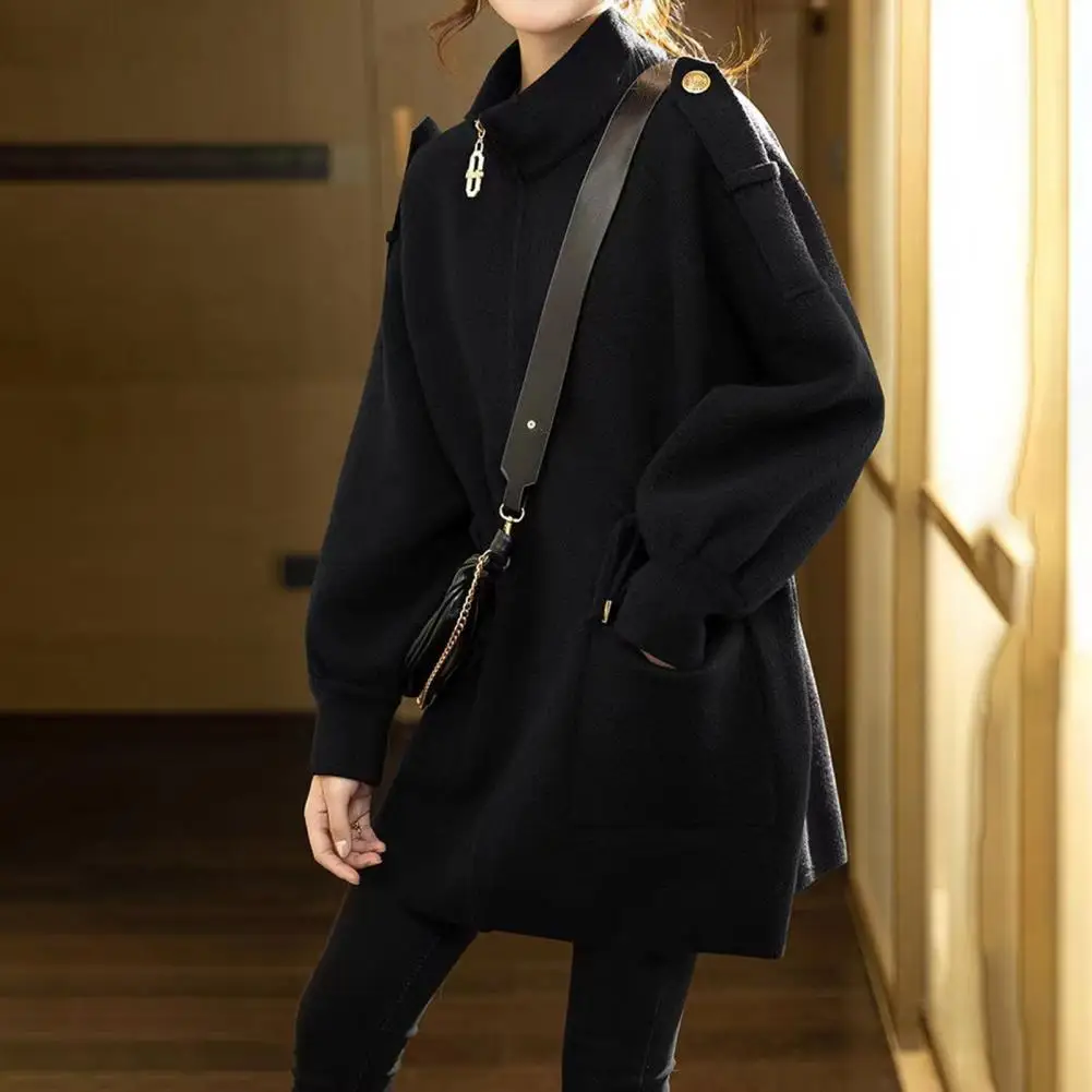 

Women Coat Stylish Women's Winter Coat with Stand Collar Thick Long Sleeves Big Pockets Fashionable for Weather for Outdoor