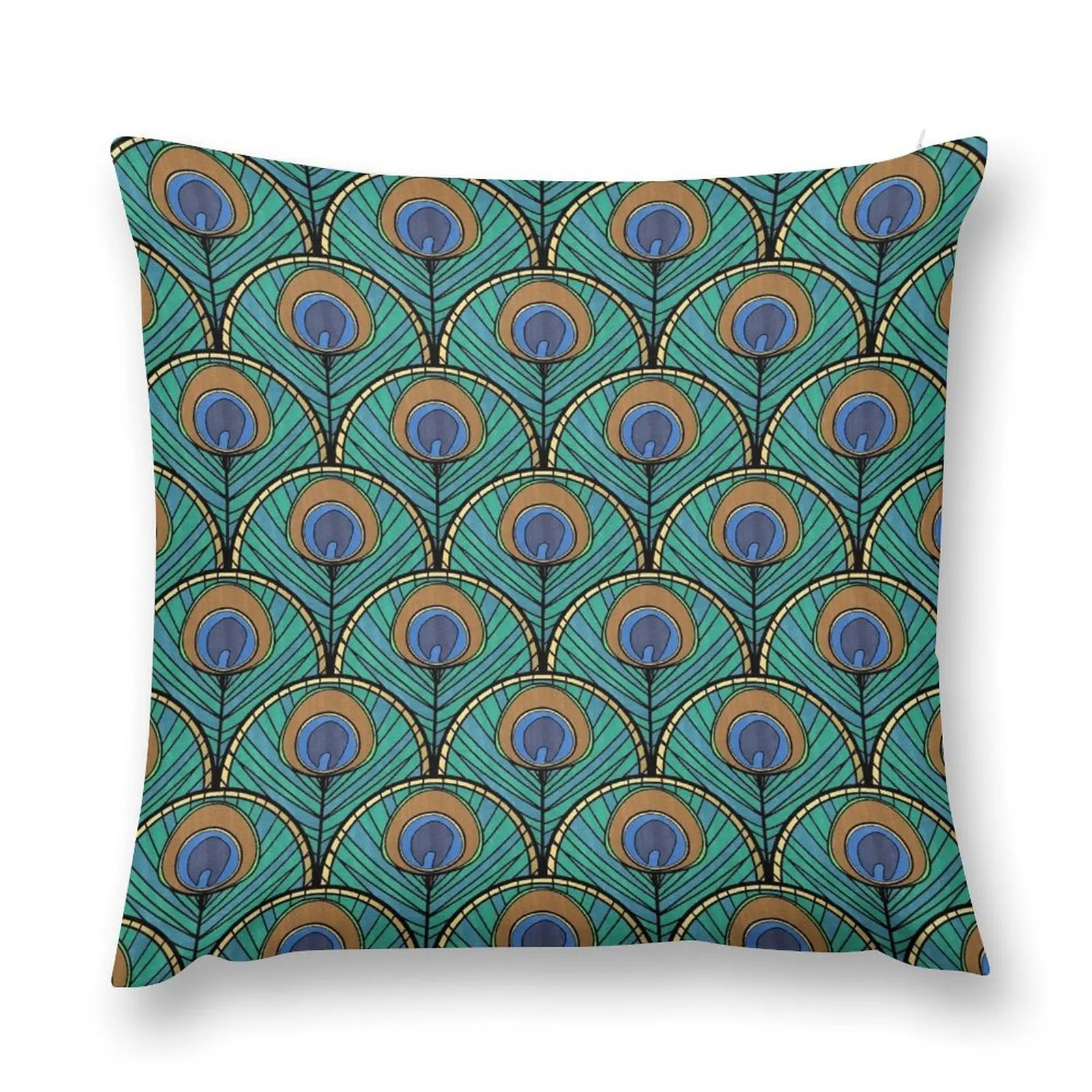 

Glitz Art Deco Peacock Feathers Throw Pillow christmas cushions covers Throw Pillow Covers pillow