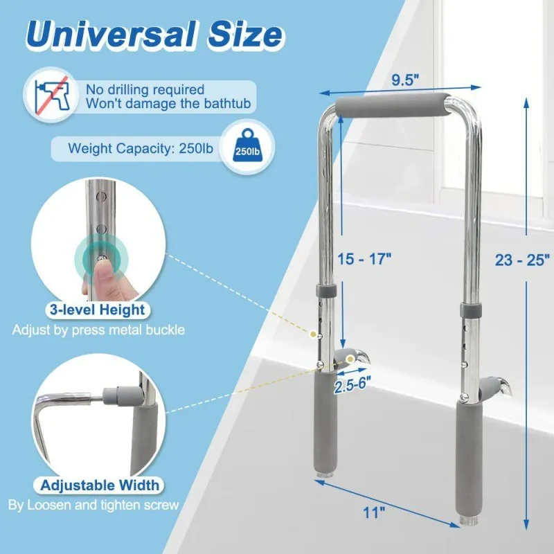 Bath Handrail, Shower Safety Handrail, Bath Handle, Bathroom Transfer Bar