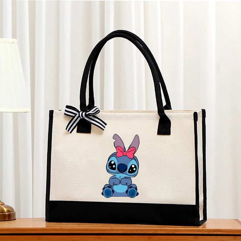 Lilo Stitch Tote Bag for Woman New Disney Anime Kawaii Cute Handbag Travel Shopping Portable High-capacity Storage Pouch Gift