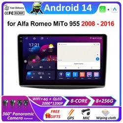 Android Smart System WIFI for Alfa Romeo MiTo 955 2008 2009 2010 2011 2012 - 2016 DSP Stereo QLED IPS Screen Accessories No 2din