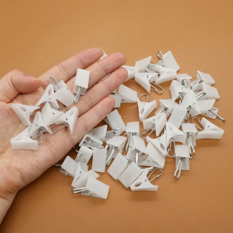 100pcs Strong White Plastic Clips Curtain Clip Underwear and Sock Storage Clip Snap Fasteners for Bedding