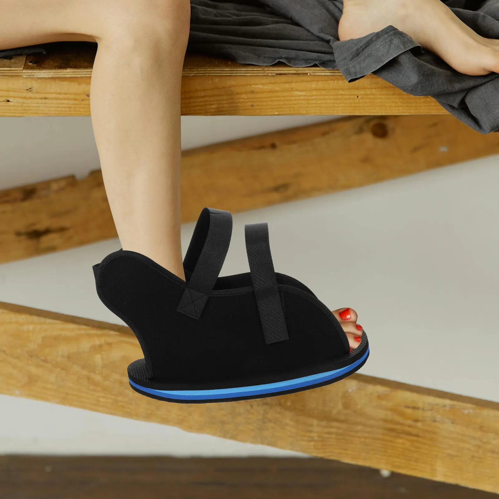 

1Pcs Medical Grade Fracture Recovery Shoe Canvas Foot Decompression Walking Shoe for Stable Ankle Joint Curved Sole Post