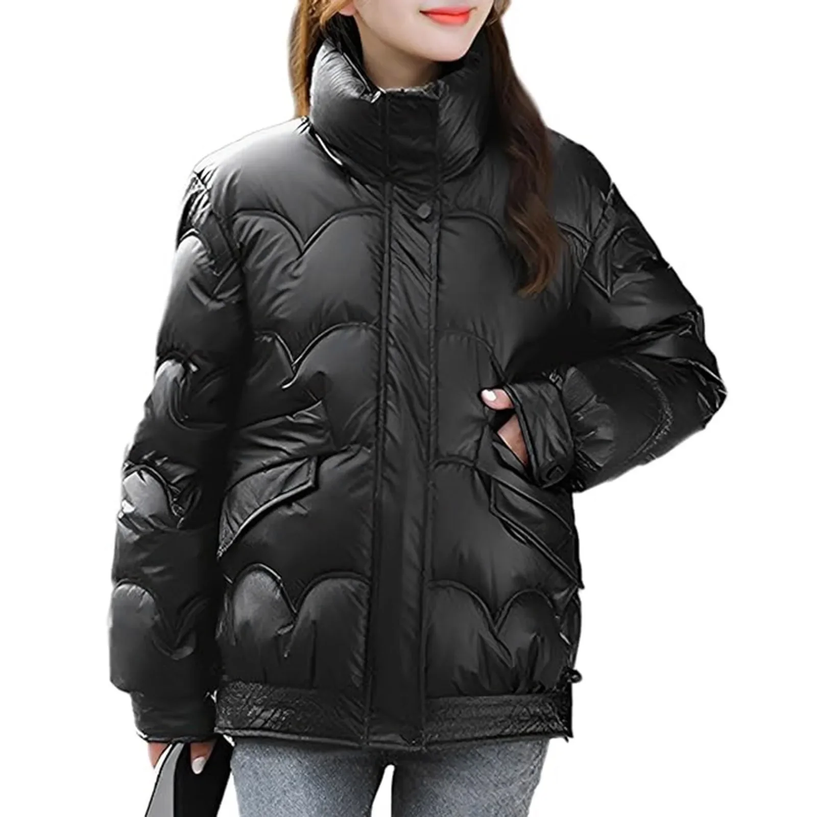 Winter Jacket Women 2023 New Glossy Down Cotton Coat Winter Warm Down Jacket Parkas Thick Warm Cotton-Padded Coat Outwear Female