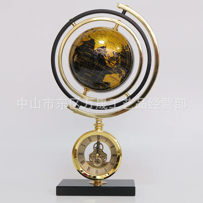 PYH living room light luxury rotating globe advanced sense marble metal ornaments home office villa crafts