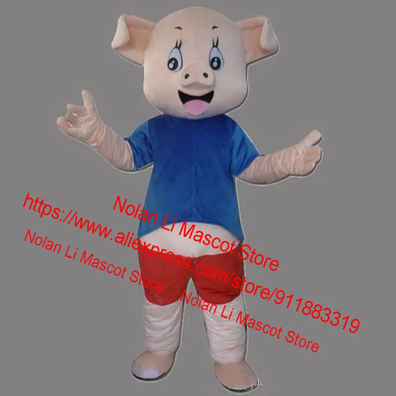 Blue Pig Mascot Costume, Crayon Cartoon Set, bonito Masquerade, Material EVA, tamanho adulto, Birthday Party, novo, personalizado, 946