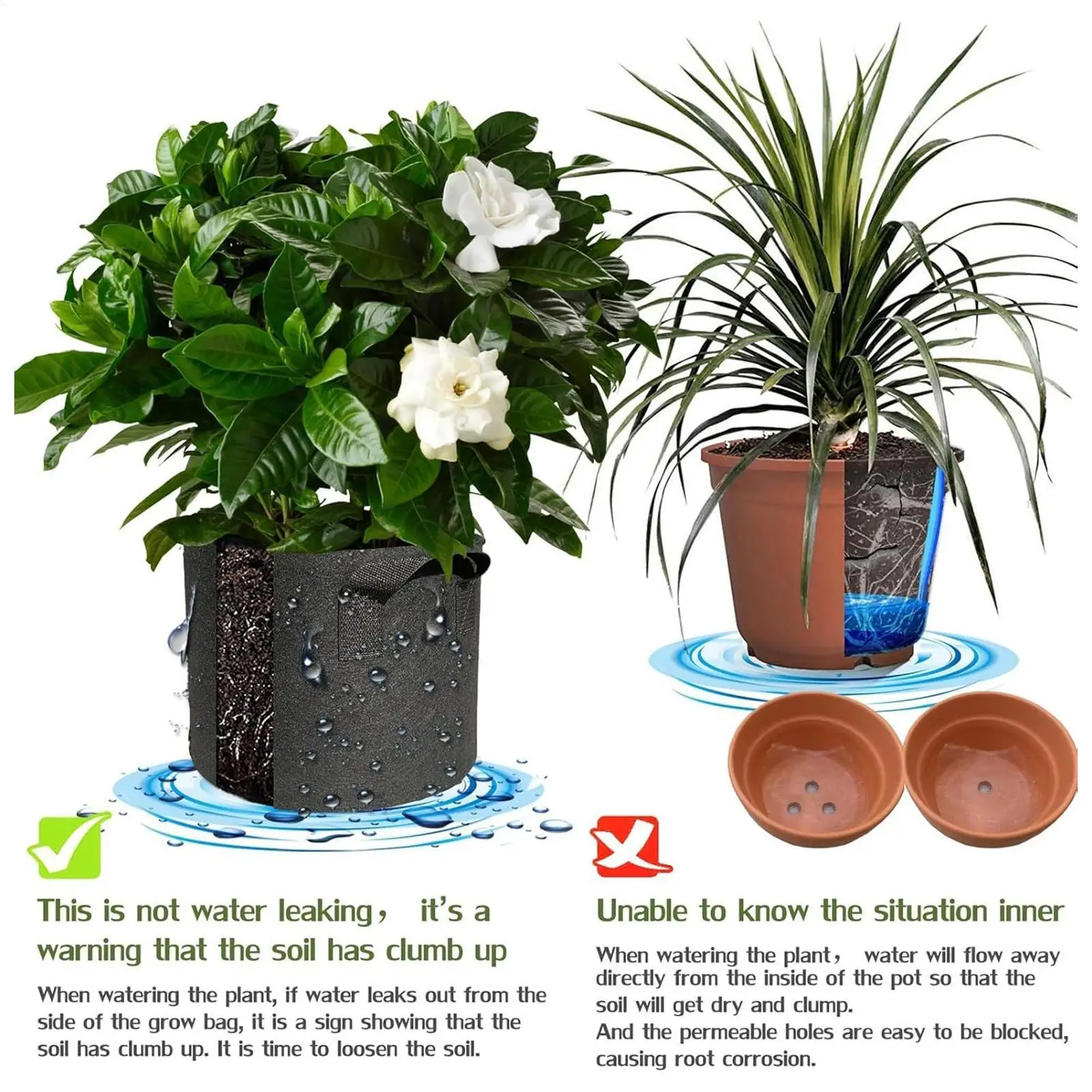 Plant Grow Bags 6 Pieces Flower Pots With Handle Potato Grow Bags For Outdoor Patio Balcony Greenhouse Backyard Farm