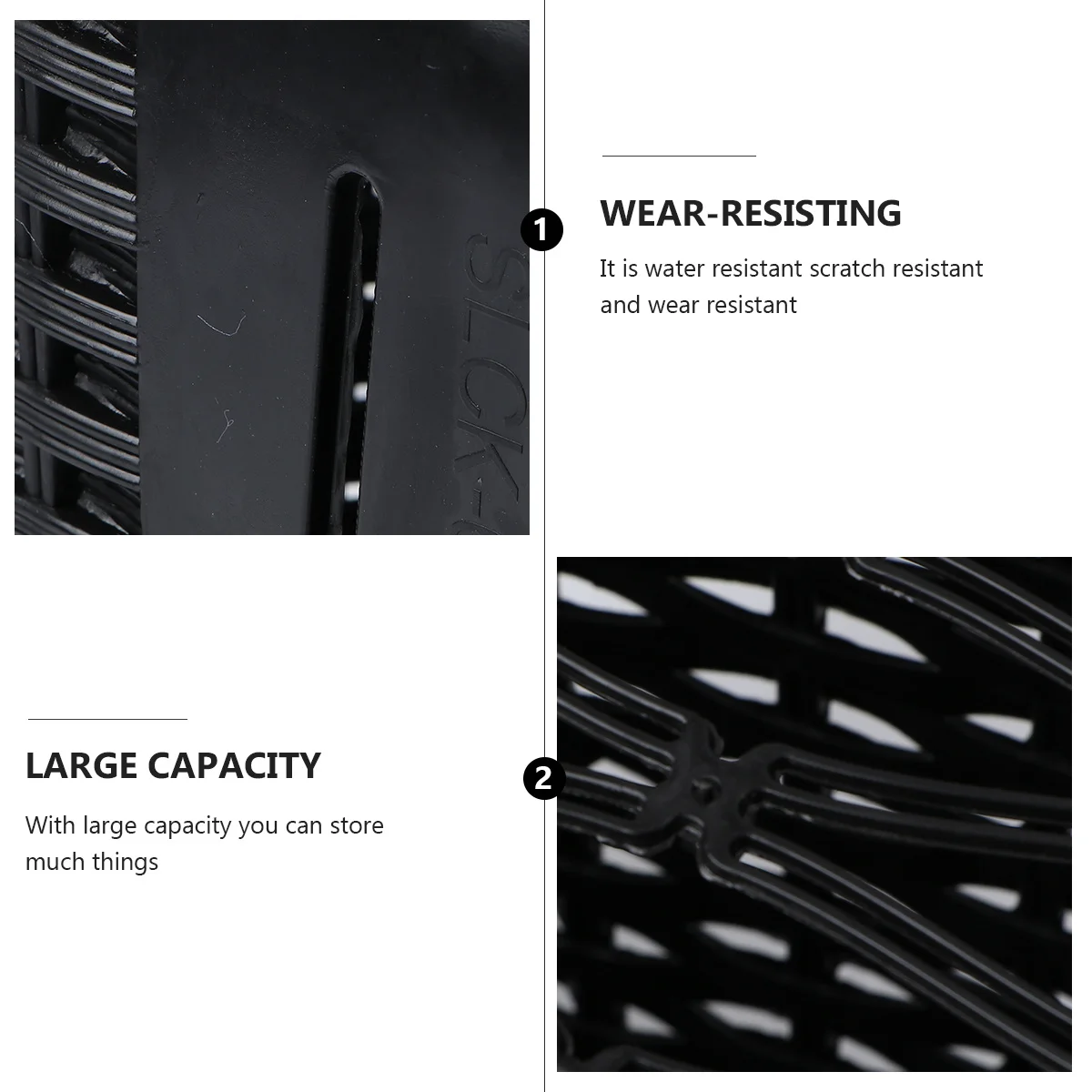 

Electric Bike Plastic Basket Imitated Rattan Durable Waterproof Scratch Resistant Easy Install Large Capacity Retro