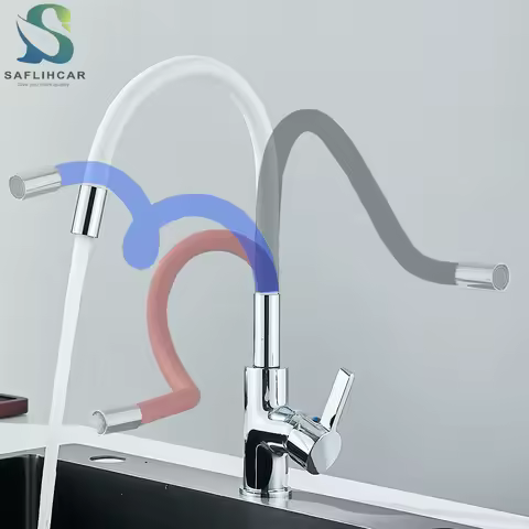 Silica Gel Nose Kitchen Sink Faucet Multiple Colors Available Hot Cold Water Mixer Tap Any Direction Rotating Deck Mount