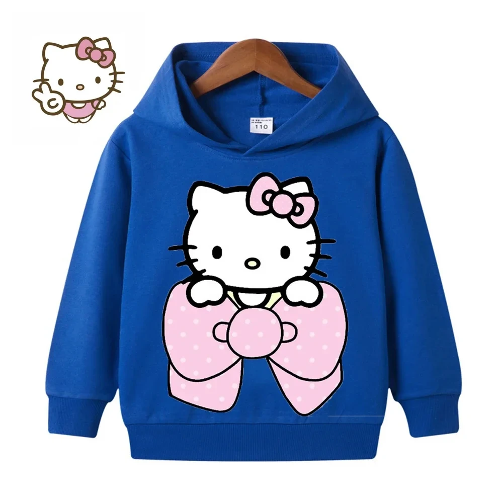 Sudadera con capucha Kawaii de Hello Kitty para niños, ropa de moda para bebés, sudadera cálida para niños, Tops para niños, otoño