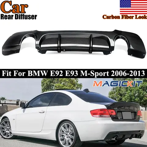 M Performance Style Rear Diffuser Carbon Fiber Look Replace For 2007-2013 BMW E92 E93 328i 335i Rear Bumper Valance Magickit