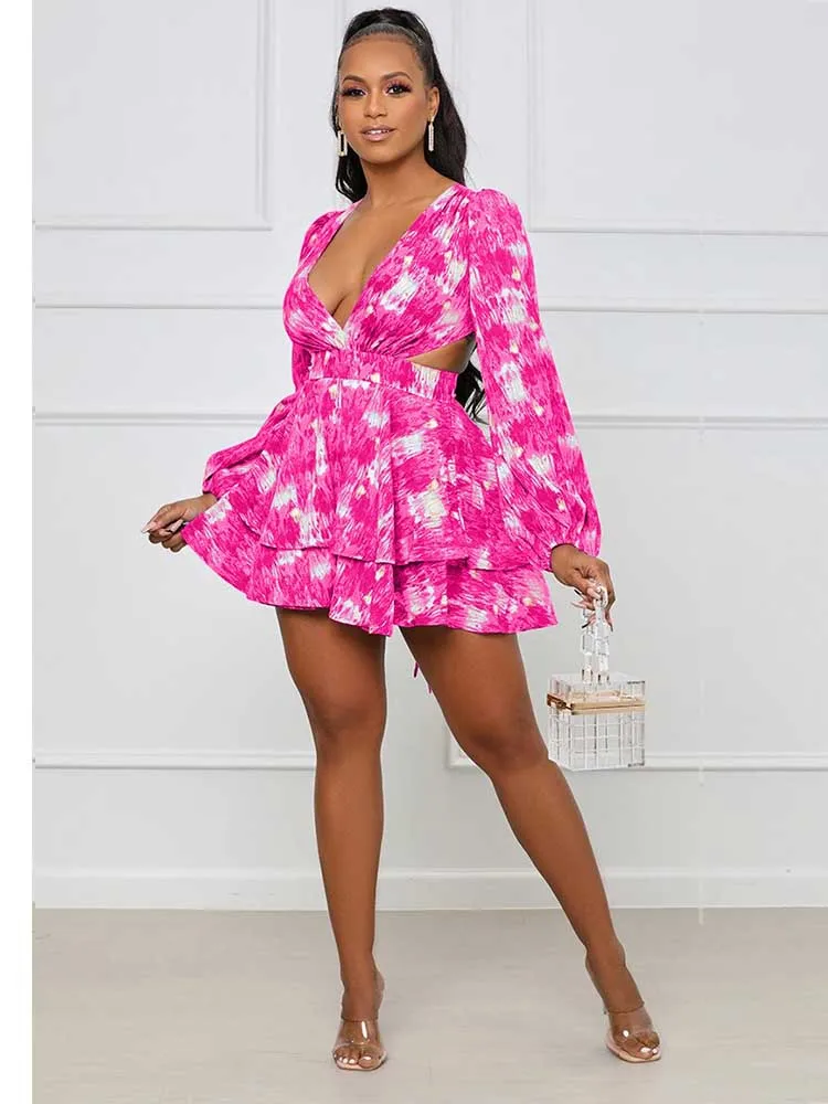 女性用ハイウエストドレス,長袖,サイド付き,シンプル,カット,ショート,秋,卸売り,直送